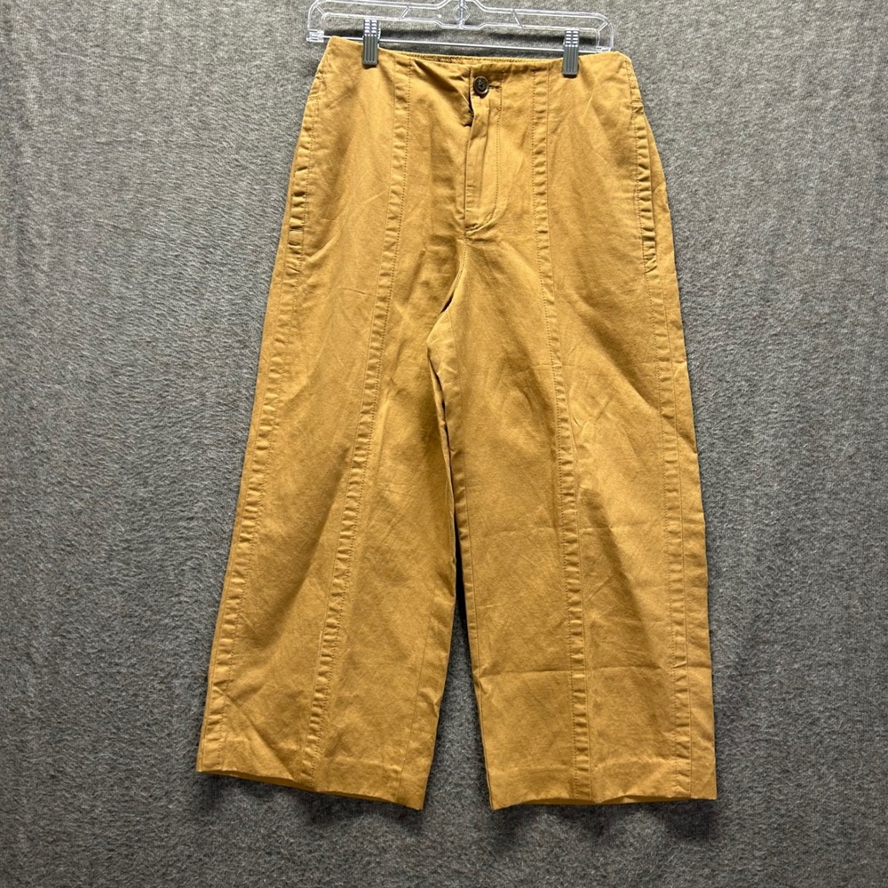 LOFT Women's Tan Cropped Wide Leg Cropped Pants Size 2 Linen Blend